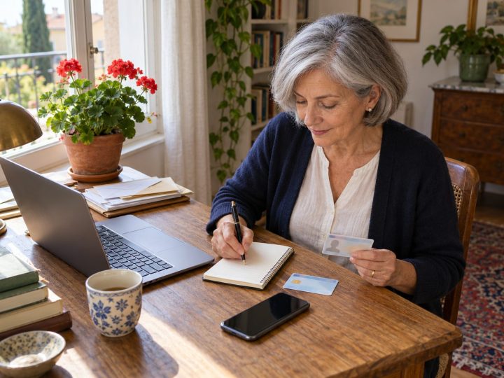 Signora prepara i documenti per lo SPID