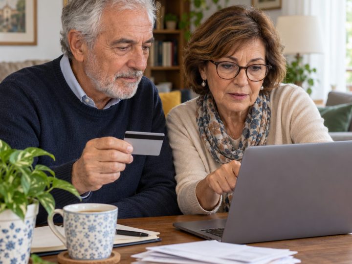 Coppia di pensionati usa l'home banking