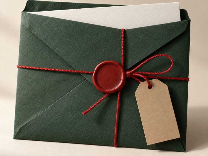 Busta regalo verde con nastro rosso